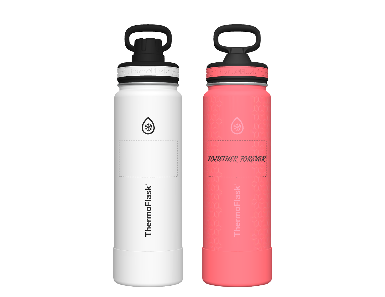 24 oz Bottle 2 Pack w/ Spout Lid + Straw Lid - customized