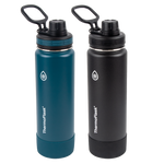 24oz Mayan Blue/Black Bottles. ThermoFlask® Bottles with Spout Lid Two Pack, 24 oz