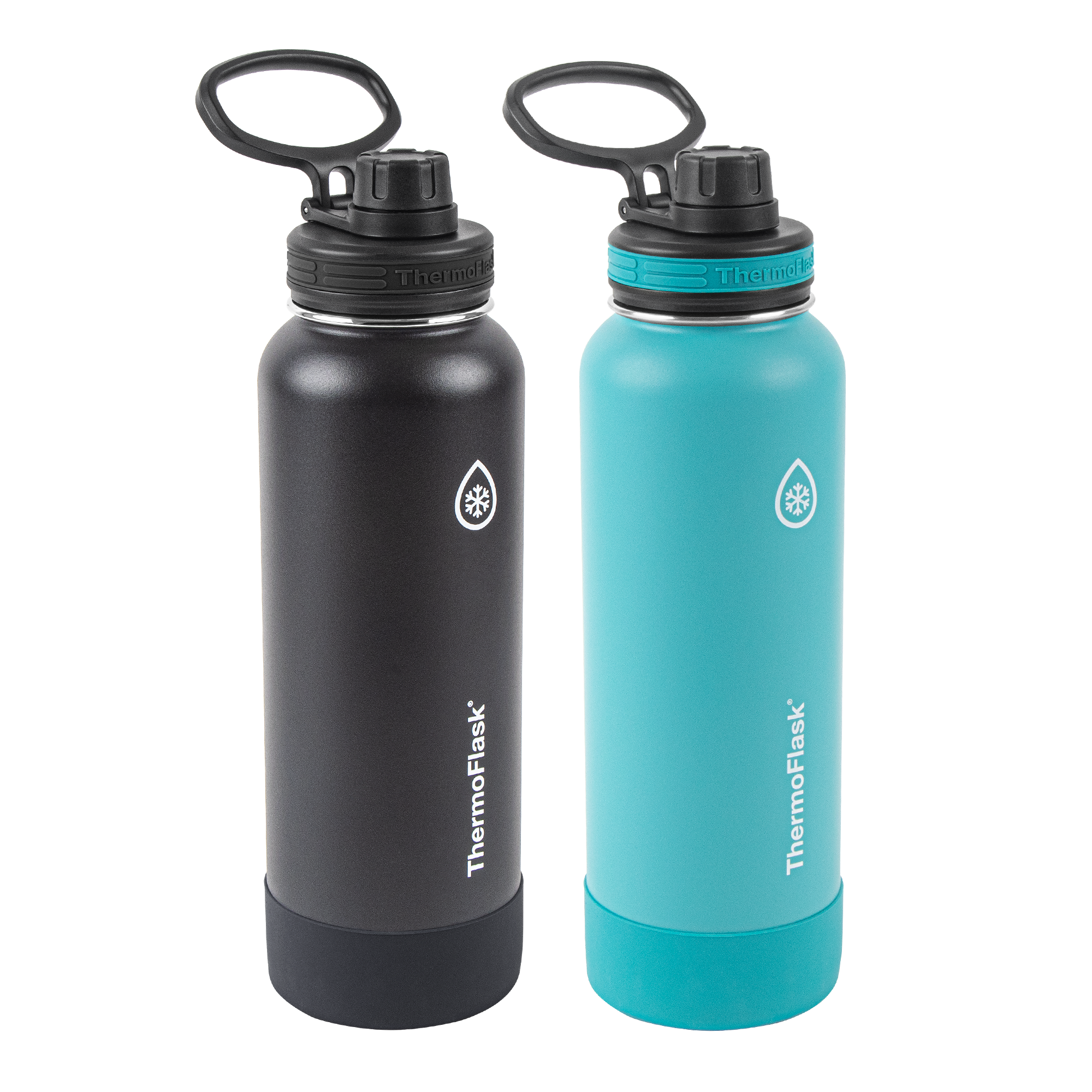 ThermoFlask 40 oz Tritan Plastic Spout Water Bottle, 2 Pack, Grey