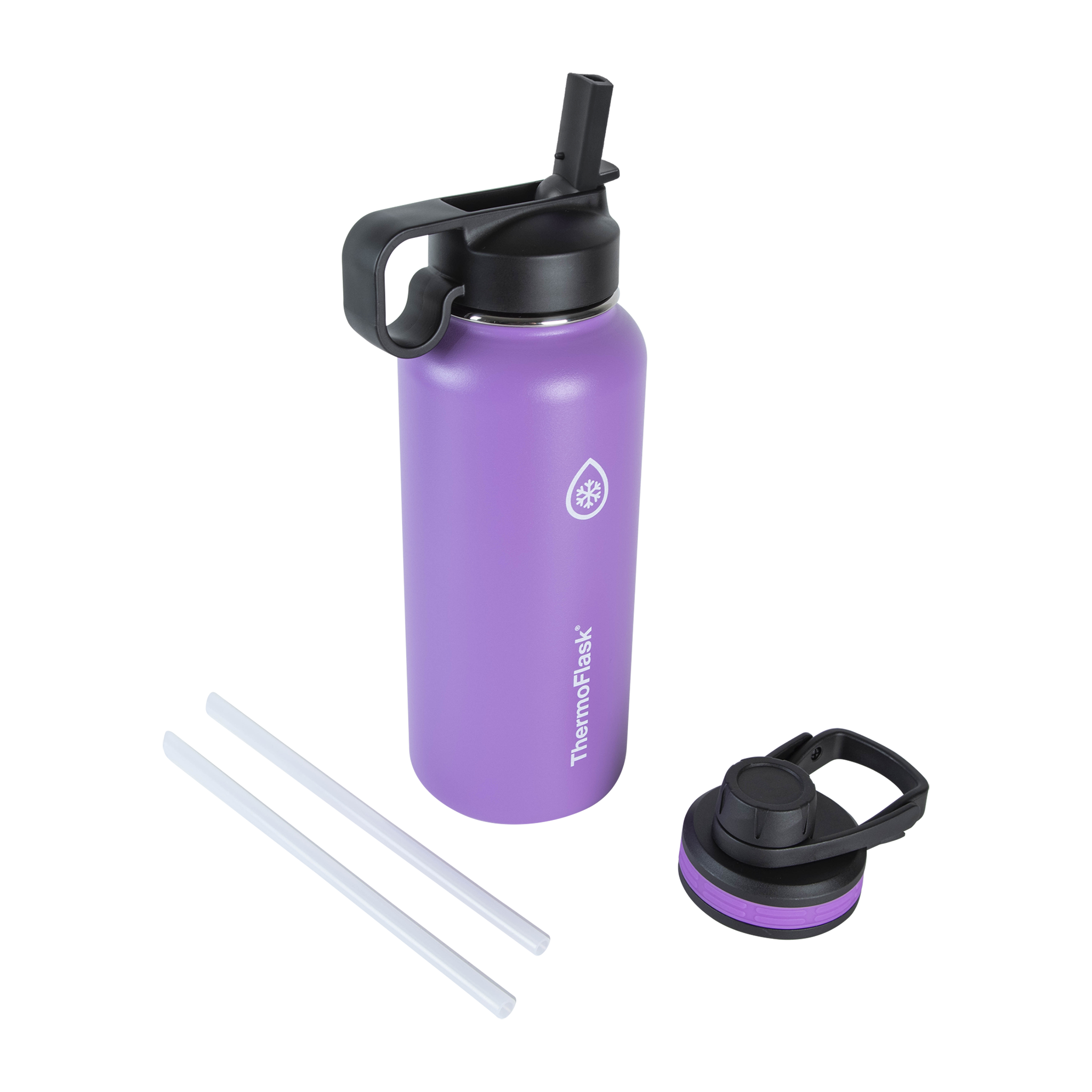 Skinny Motivational Water Bottle with Chug Lid- Purple, White