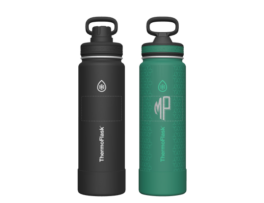 24 oz Bottle 2 Pack w/ Spout Lid + Straw Lid - customized