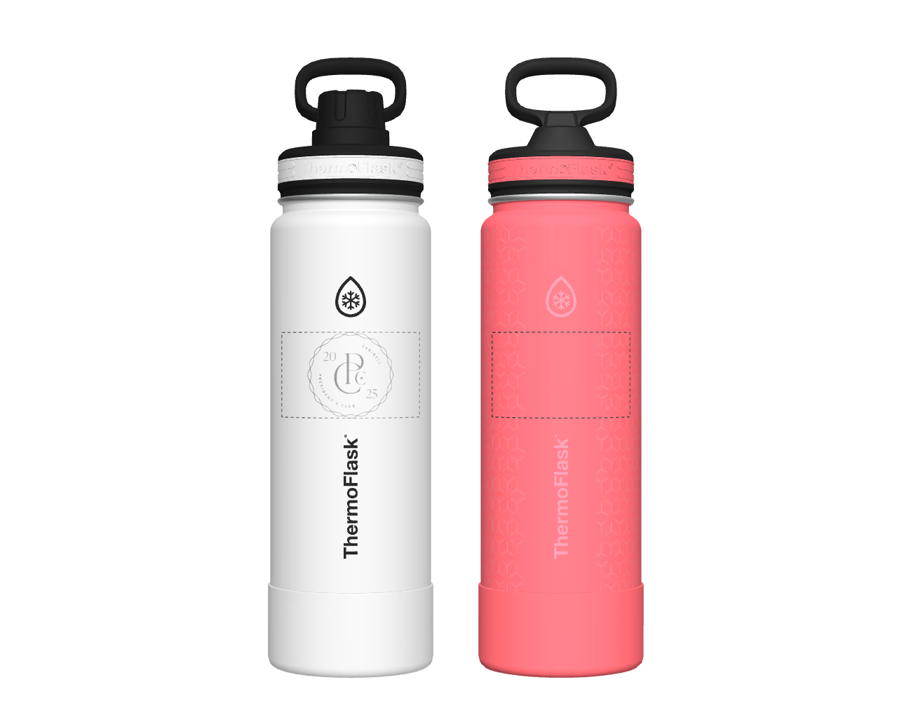24 oz Bottle 2 Pack w/ Spout Lid + Straw Lid - customized
