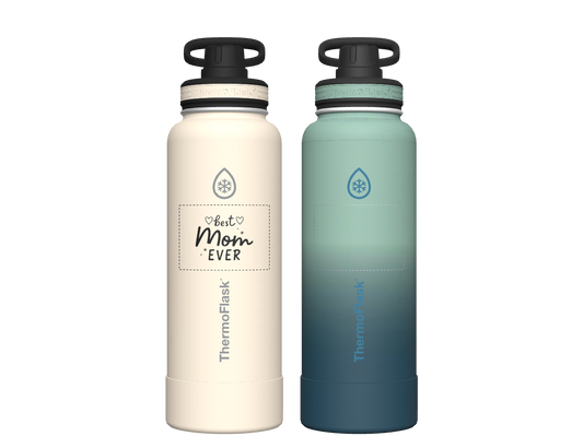 40 oz Bottle 2 Pack w/ Spout Lid + Straw Lid - customized