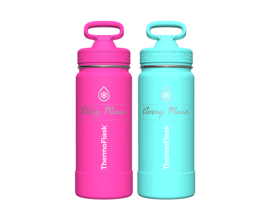 16 oz Kids Water Bottle 2 Pack w/ Straw Lid - customized
