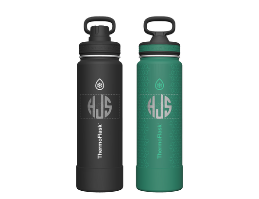 24 oz Bottle 2 Pack w/ Spout Lid + Straw Lid - customized