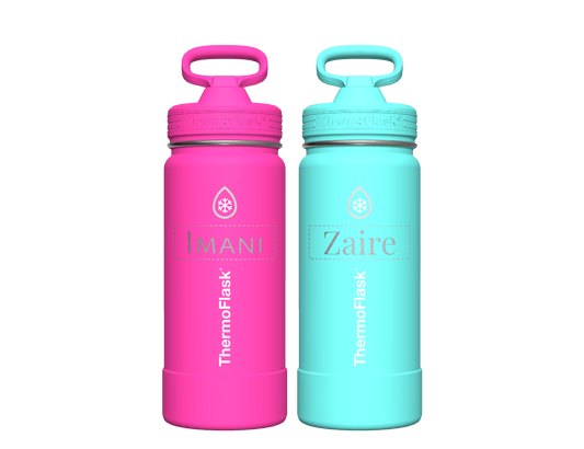 16 oz Kids Water Bottle 2 Pack w/ Straw Lid - customized
