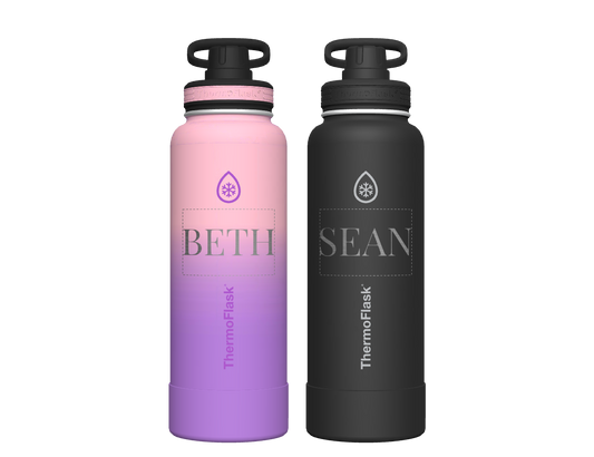 40 oz Bottle 2 Pack w/ Spout Lid + Straw Lid - customized