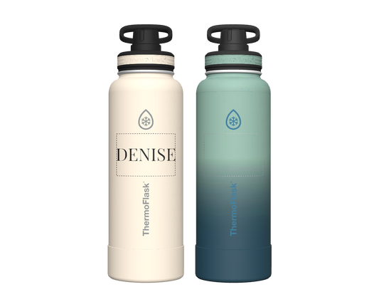 40 oz Bottle 2 Pack w/ Spout Lid + Straw Lid - customized