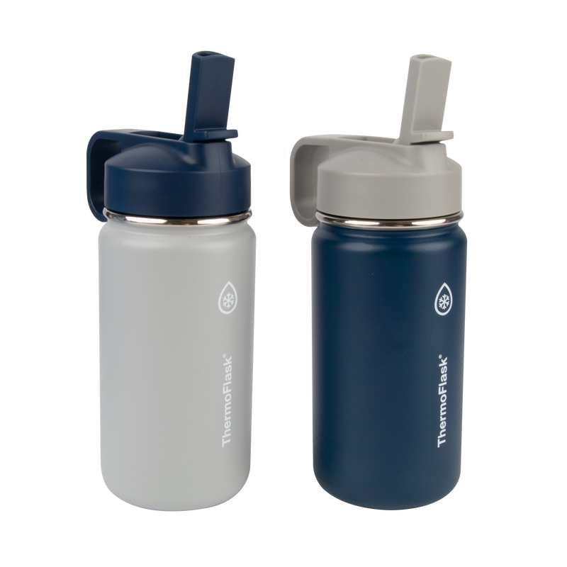 14oz Kids Water Bottle Two Pack w/ Straw Lid – ThermoFlask