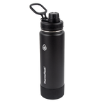 One Size Black Spout Lid ThermoFlask® Spout Lid on a black bottle for illustration purposes.