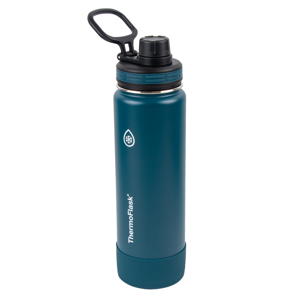 ThermoFlask 24oz Spout Bottle 2pack Mayan Blue Black 24 Ounce