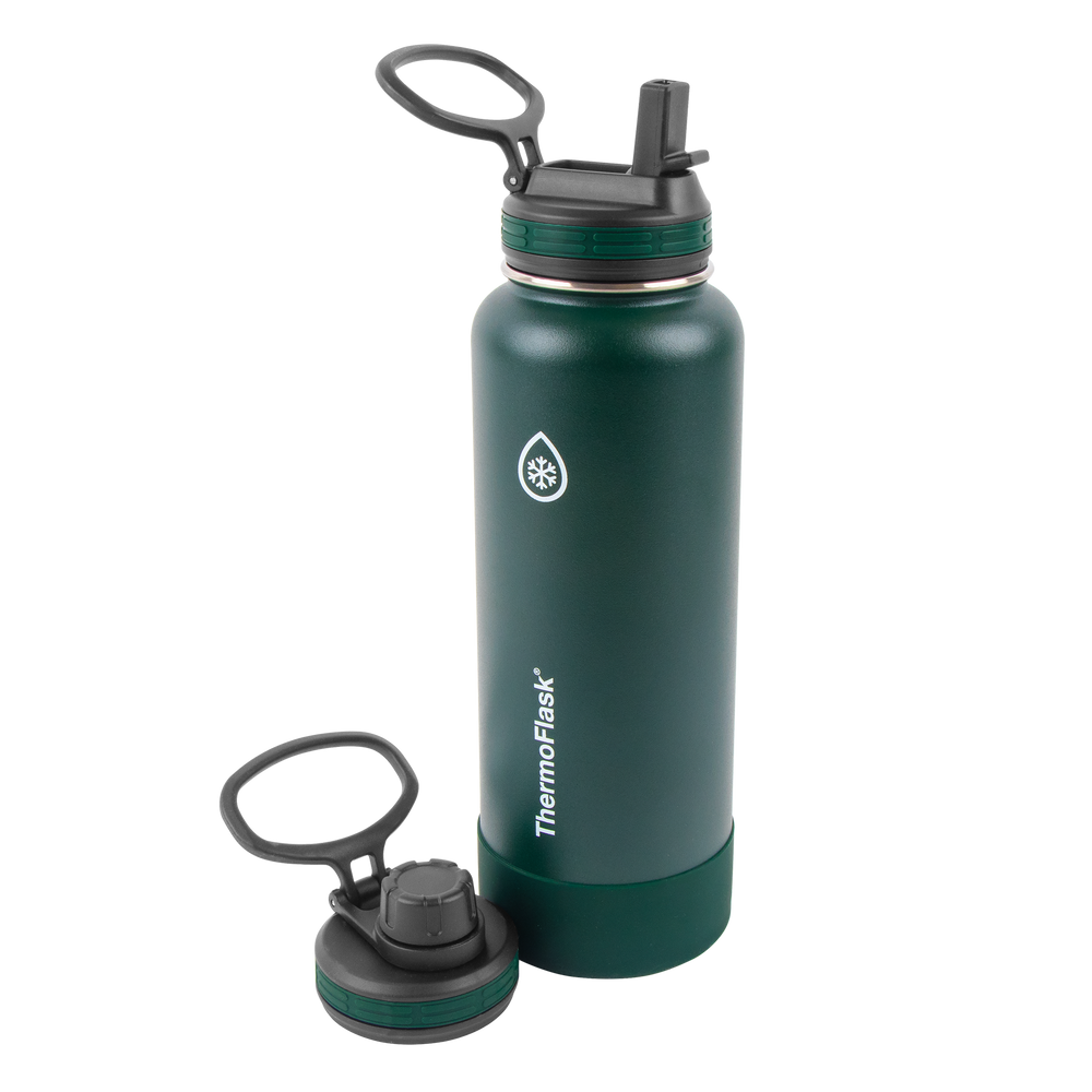 Gray ThermoFlask 40oz Stainless Steel Insulated With Rubber Base