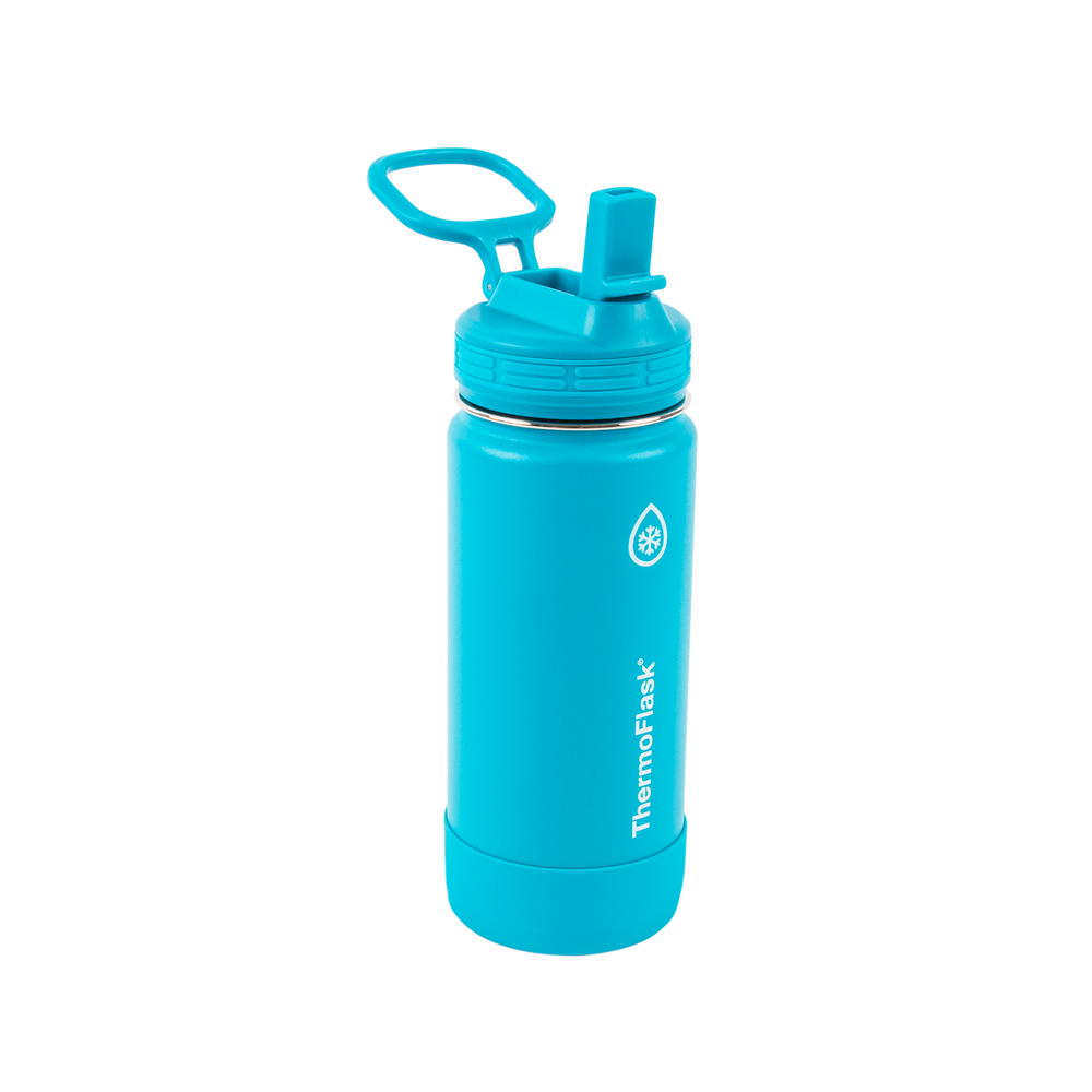 16 Oz Outdoor Sports Water Bottles Stainless Steel with Straw