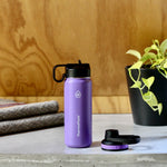 18oz Plum insulated water bottle with Chug Lid and Straw Lid