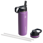 24oz Plum insulated water bottle with Chug Lid and Straw Lid