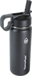 18oz Black insulated water bottle with Chug Lid and Straw Lid