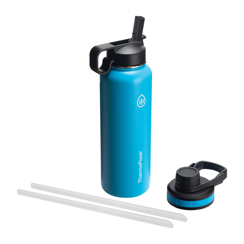40oz Water Bottle w/ Chug Lid and Straw Lid – ThermoFlask