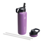 40oz Plum insulated water bottle with Chug Lid and Straw Lid