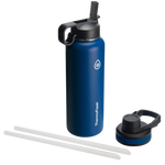 40oz Cobalt insulated water bottle with Chug Lid and Straw Lid