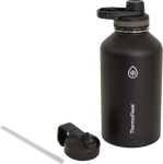 64oz Black insulated water bottle with Chug Lid and Straw Lid