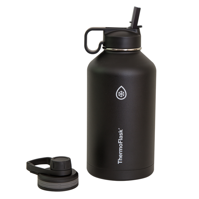 64oz Water Bottle w/ Chug Lid and Straw Lid – ThermoFlask