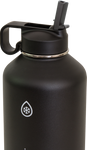 64oz Black insulated water bottle with Chug Lid and Straw Lid