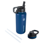 32oz Cobalt insulated water bottle with Chug Lid and Straw Lid