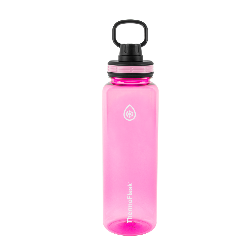 ThermoFlask 40 oz Tritan Plastic Spout Water Bottle, 2 Pack, Pink