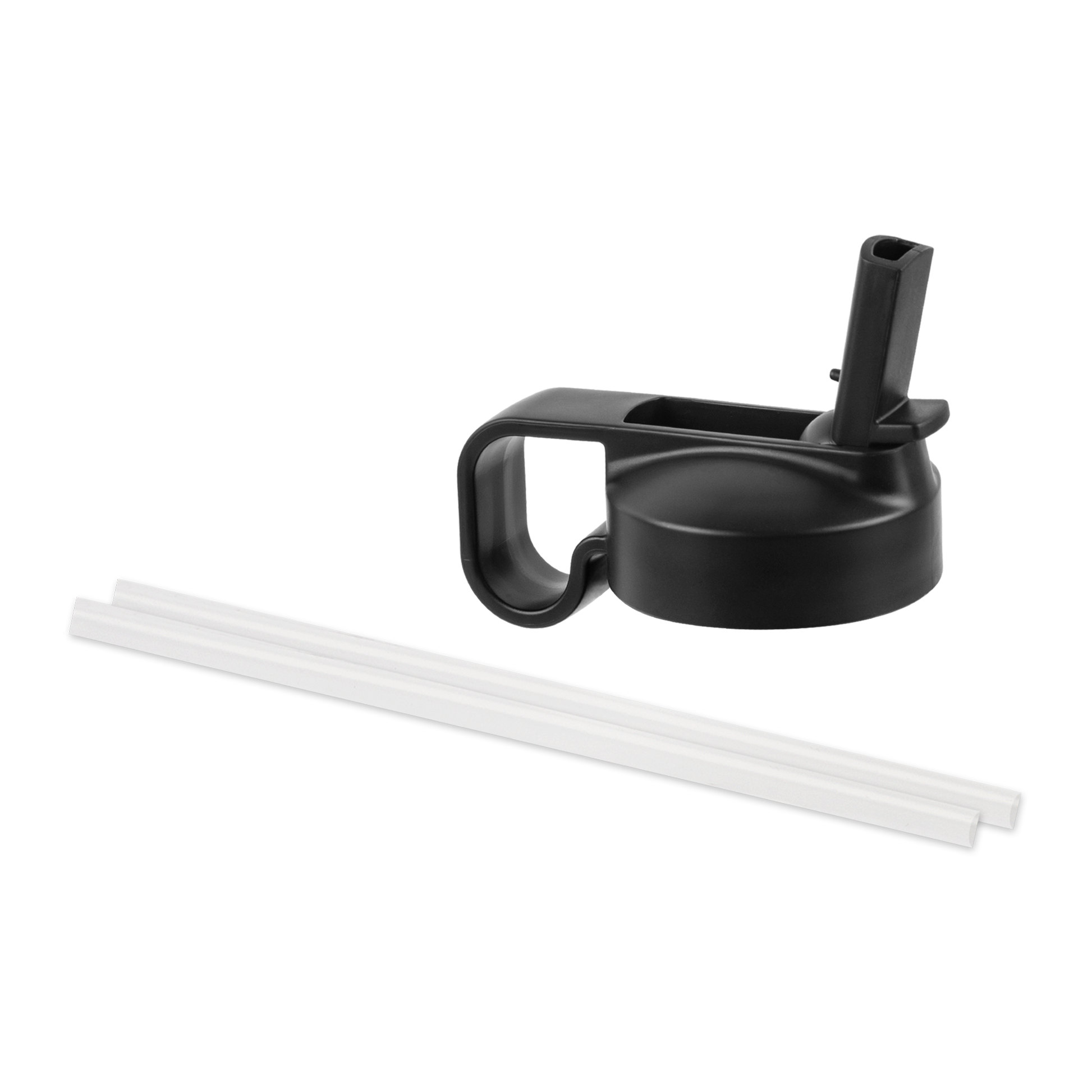 One Size Black Fixed Handle Straw Lid