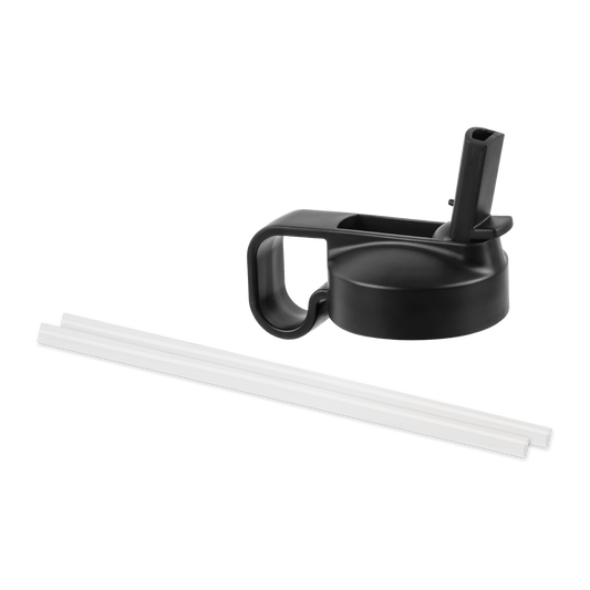 One Size Black Fixed Handle Straw Lid