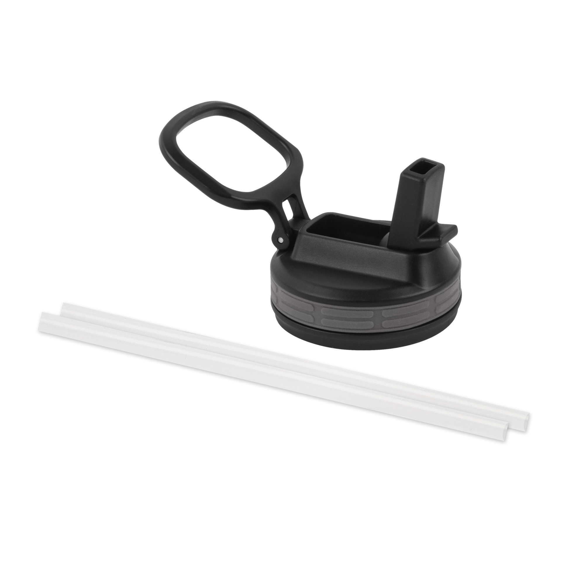 One Size Black Swivel Handle Straw Lid