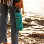 40oz Onyx/Splash Bottles with Spout Lids. Woman carrying splash bottle.